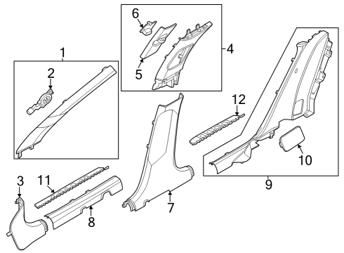 TRIM ASSY-CTR PILLAR UPR RH Diagram for 85840-KL000-NNB