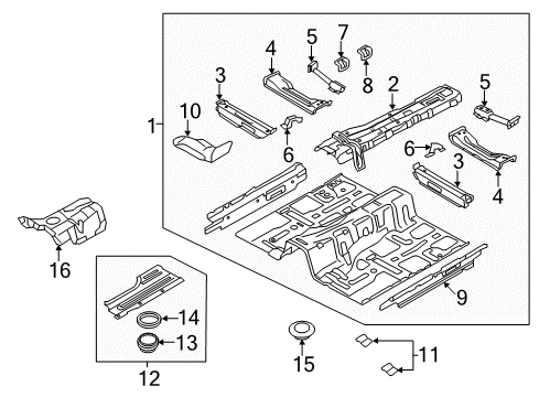 Crossmember Assembly-Front Seat,LH Diagram for 65151-3M150