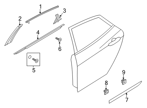 Weatherstrip Assembly-Rear Door Belt Outside LH Diagram for 83210-3V000