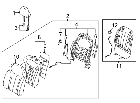 BACK ASSY-FR SEAT,RH Diagram for 88400-S8BF0-WCG
