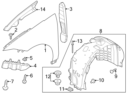 COVER-FENDER APRON UPR,RH Diagram for 84169-KL001