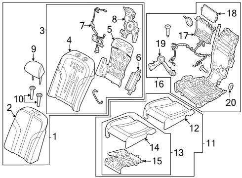 FRAME & PAD-RR SEAT BACK,LH Diagram for 89310-T4510