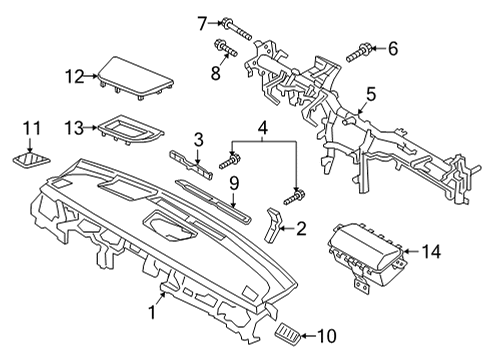 CRASH PAD ASSY-MAIN Diagram for 84710-D2BB0-NTQ