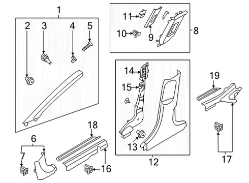 TRIM ASSY-CTR PILLAR LWR LH Diagram for 85835-GI100-VKE