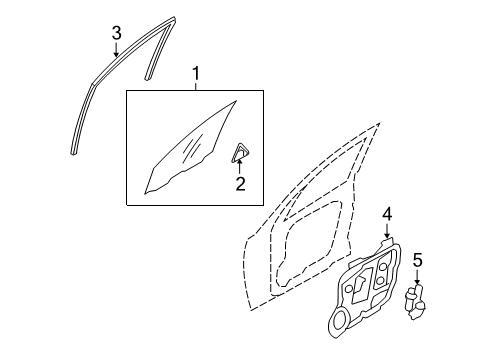 Front Door Window Glass Right Hand Diagram for 82420-3N030