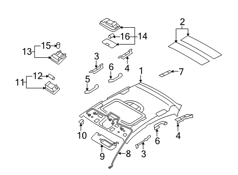 Left Hand Sunvisor Assembly Diagram for 85201-2L910-4W
