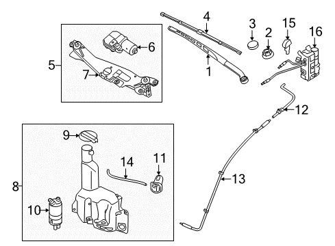 Wiper Blade Passenger Diagram for U8890-02F20