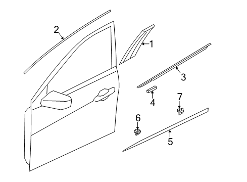 Weatherstrip Assembly-Front Door Belt Outside LH Diagram for 82210-3V000