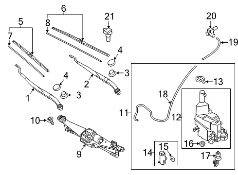 Wiper Blade Rubber Assembly (Passenger) Diagram for 98351-3T500