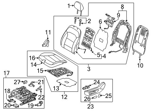 CUSHION ASSY-FR SEAT,LH Diagram for 88100-F2142-XFL