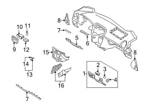 Tray-Lower Crash Pad Center Facia Diagram for 84742-3K000-CH