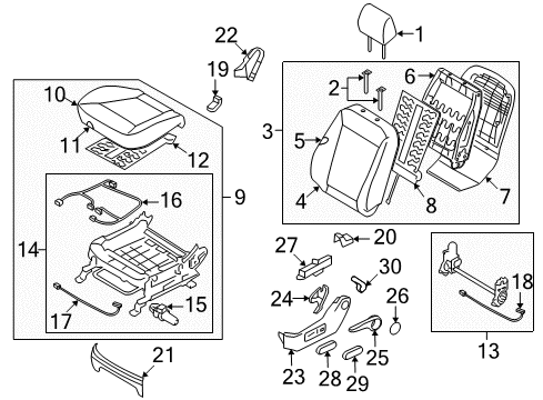 Covering-Front Seat Cushion Driver Diagram for 88160-0W700-MKU