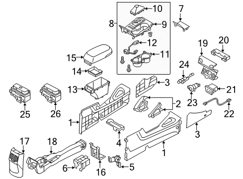 Panel Assembly-Floor Console Inner,LH Diagram for 84613-2S100-TAN