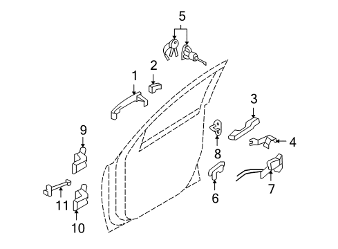 Base Assembly-Front Door Outside Handle LH Diagram for 82655-2B200