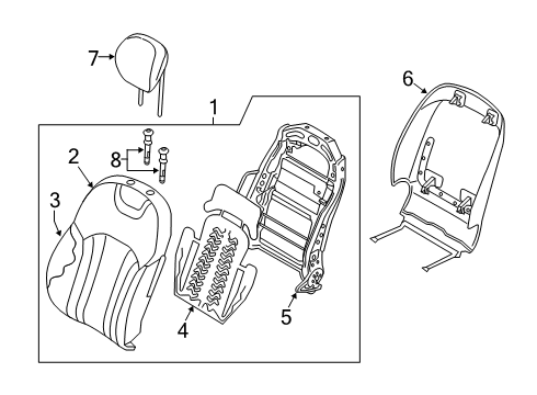 FRAME ASSY-FR SEAT BACK RH Diagram for 88410-G9631