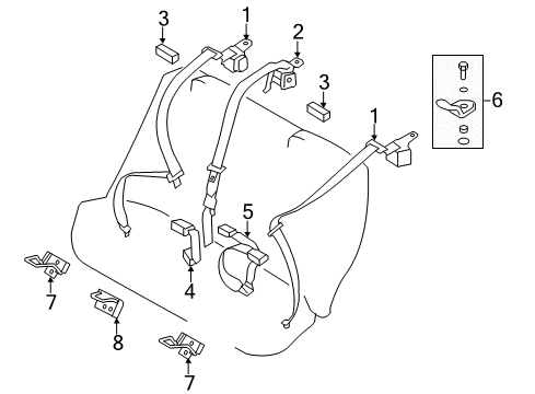 Buckle Assembly-Rear Seat Belt,RH Diagram for 89840-4R000-HZ