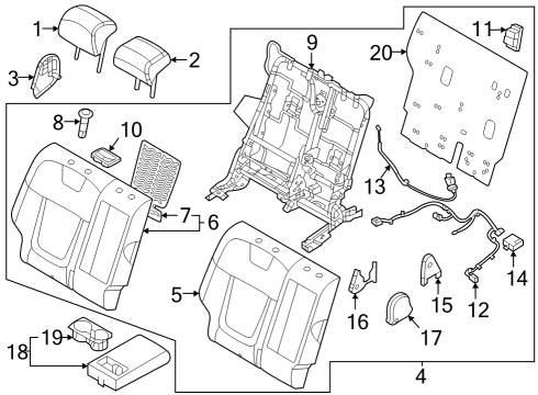 BACK ASSY-RR SEAT RH Diagram for 89400-N9350-PLT