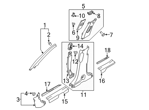 Trim Assembly-Front Pillar RH Diagram for 85820-4Z100-VYN
