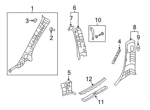 Trim Assembly-Ctr Pillar UPR RH Diagram for 85840-4D001-QW-DS