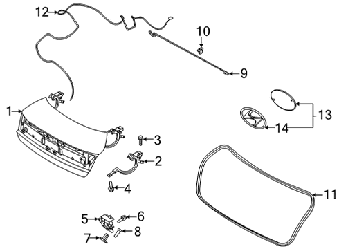 BAR TRUNK LID HINGE TORSION,RH Diagram for 81296-L0000