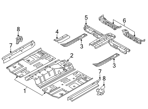 Gusset-Center Floor Front,LH Diagram for 65216-1R000