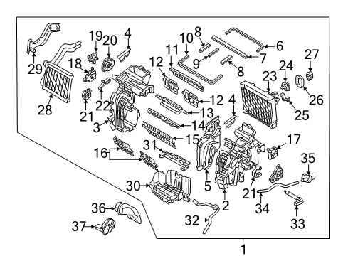 HEATER & EVAPORATOR ASSY Diagram for 97205-F2ED0