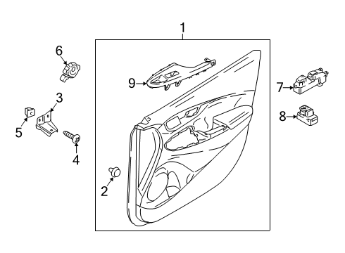 PANEL ASSY-FRONT DOOR TRIM,RH Diagram for 82308-J9050-YPK