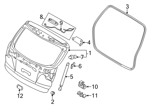 Tail Gate Lifter Assembly Left Hand Diagram for 81771-2S000--DS