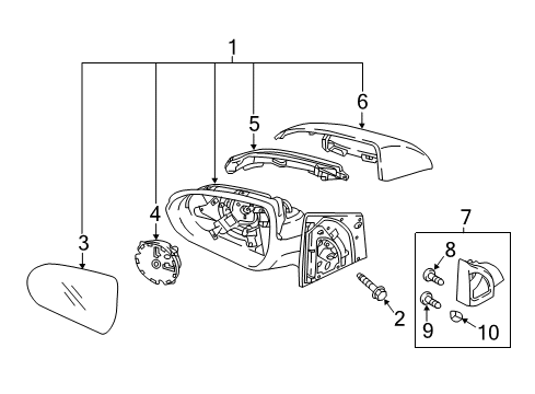 Actuator Assembly-Outside Mirror,LH Diagram for 87612-C7000