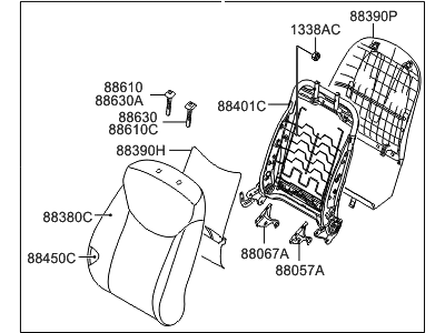 Hyundai 88400-3Y830-MSH Back Assembly-Front Seat Passenger