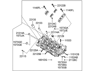 2009 Hyundai Santa Fe Cylinder Head - 22100-3E002