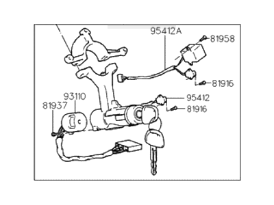 2001 Hyundai Tiburon Ignition Lock Cylinder - 81900-29B01