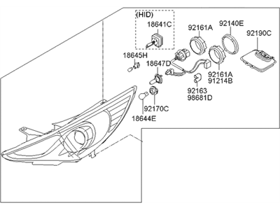 Hyundai 92101-3Q100 Driver Side Headlight Assembly Composite