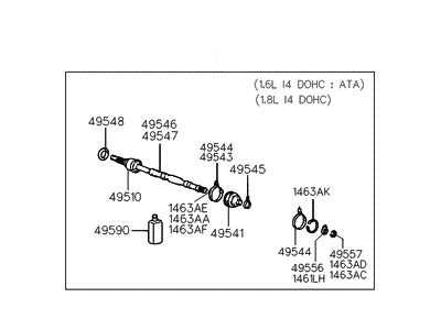 Hyundai 49507-28J01 Joint & Shaft Kit-Front Axle W