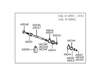 1994 Hyundai Elantra Axle Shaft - 49508-28C00