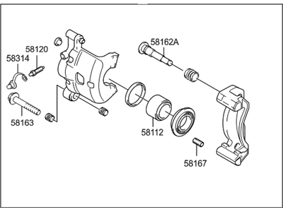 1994 Hyundai Accent Brake Caliper - 58181-22A00