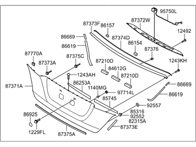 Hyundai 87370-3N130-NY MOULDING Assembly-Back Panel