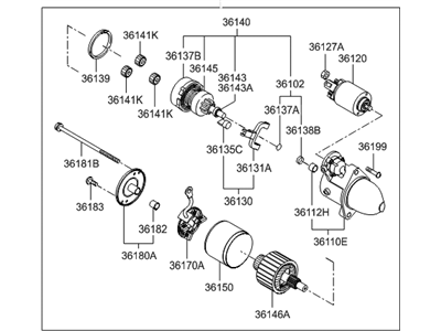 2014 Hyundai Equus Starter Motor - 36100-3F110