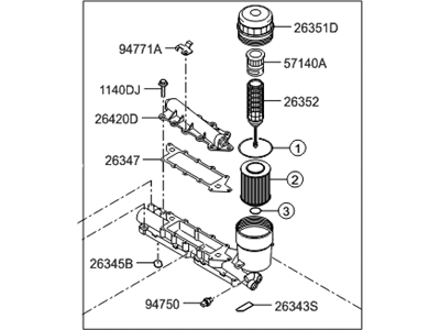 Hyundai Sonata Oil Filter - 26300-3C250