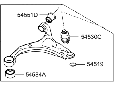 Hyundai 54500-0W000 Arm Complete-Front Lower,LH