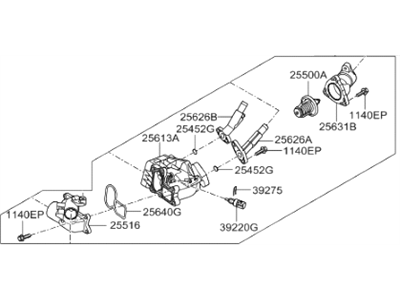 2008 Hyundai Genesis Thermostat Housing - 25612-3C661