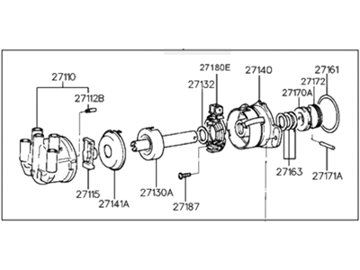 1993 Hyundai Scoupe Distributor - 27100-22010