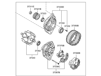 2013 Hyundai Accent Alternator - 37300-2B300