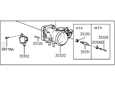 1997 Hyundai Tiburon Throttle Body - 35100-23031