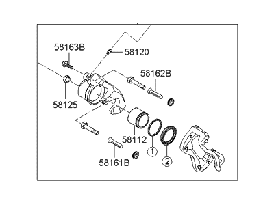 Hyundai 58190-2LA00 CALIPER Kit-Front Brake,RH