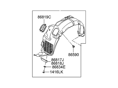 Hyundai 86811-3L700 Front Wheel Guard Assembly,Left