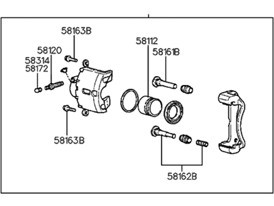 1997 Hyundai Elantra Brake Caliper - 58180-29A10