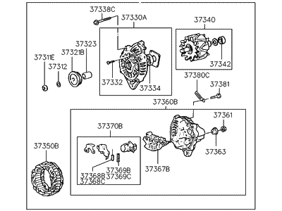 1993 Hyundai Elantra Alternator - 37300-33013