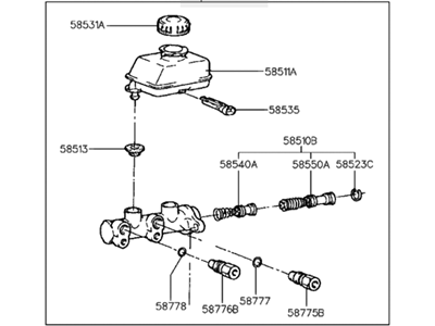 1990 Hyundai Scoupe Brake Master Cylinder - 58510-24002