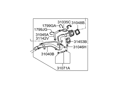 Hyundai 31030-2L510 Filler Neck & Hose Assembly